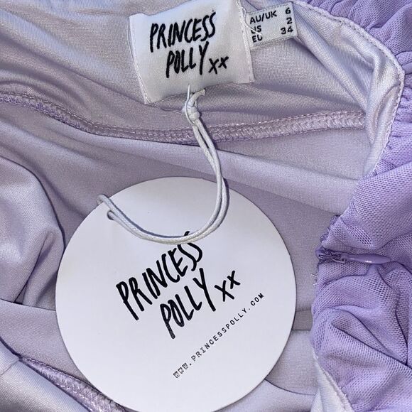 Princess Polly Dress"Penney" Ruched Lilac Mini Dress New With Tag Sz 2 - Picture 8 of 8